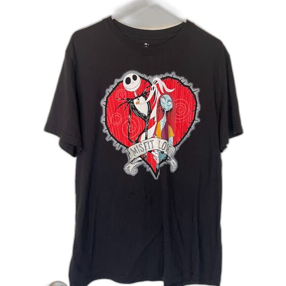 Nightmare Before Christmas Misfit Love Black Tee XL Cosplay Alt Goth Disney - Picture 1 of 3